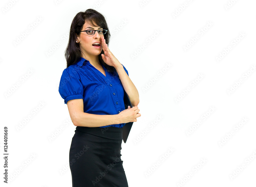 Model in studio isolated on white background medium shot Model in studio isolated on white background medium shot