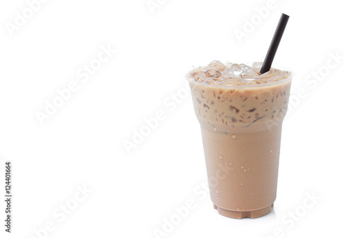 Closeup ice of coffee on white background, food and drink concep