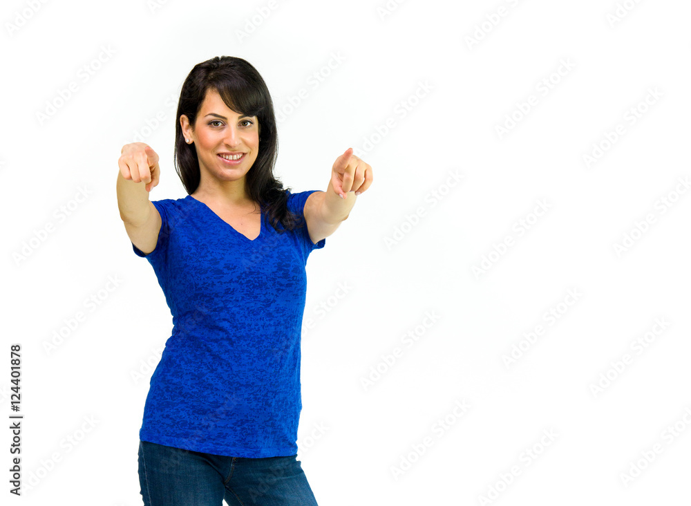 Model in studio isolated on white background medium shot Model in studio isolated on white background medium shot