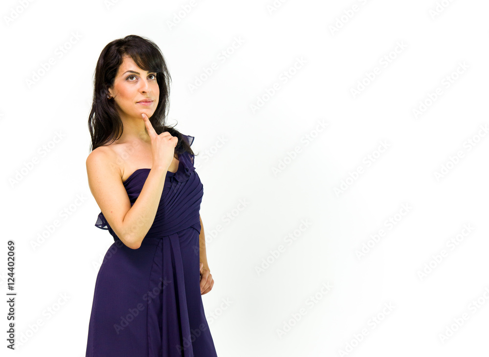 Model in studio isolated on white background medium shot Model in studio isolated on white background medium shot