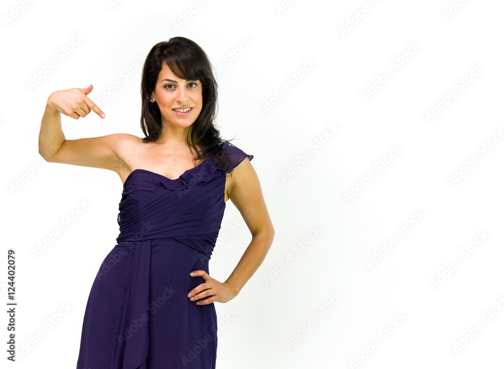 Model in studio isolated on white background medium shot Model in studio isolated on white background medium shot