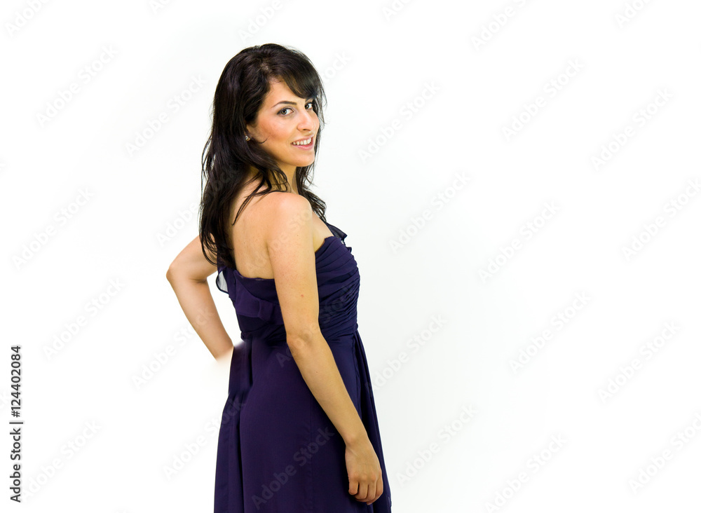Model in studio isolated on white background medium shot Model in studio isolated on white background medium shot
