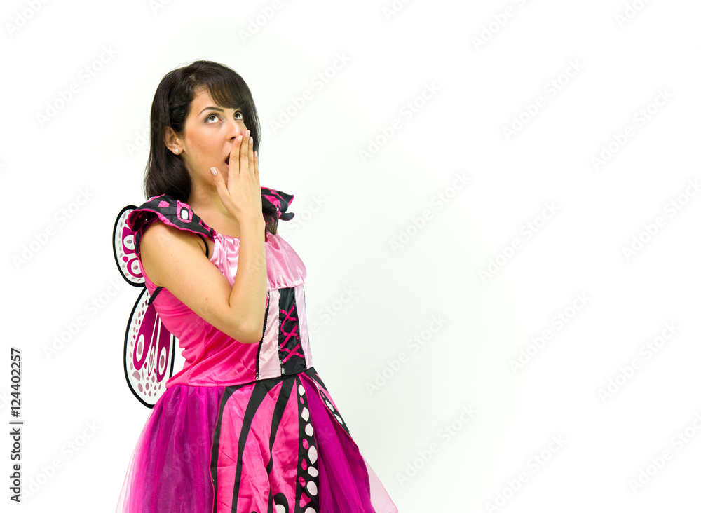 Model in studio isolated on white background medium shot Model in studio isolated on white background medium shot