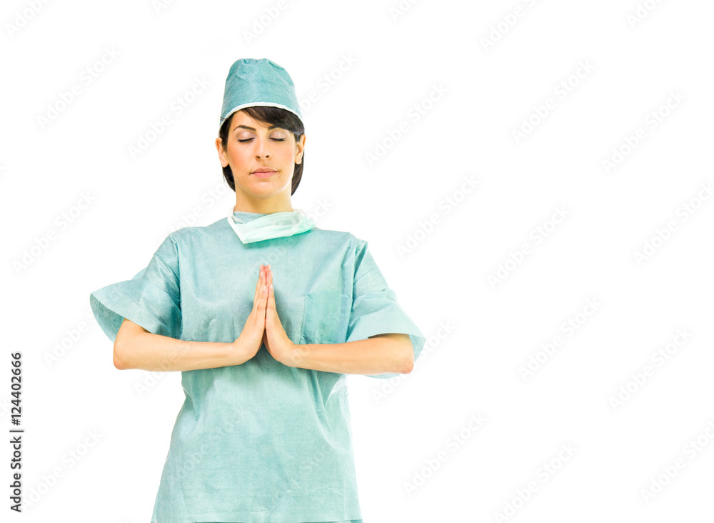 Model in studio isolated on white background medium shot