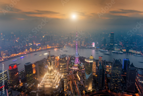 Wallpaper Mural Shanghai skyline cityscape, Aerial view of shanghai at Lujiazui Torontodigital.ca