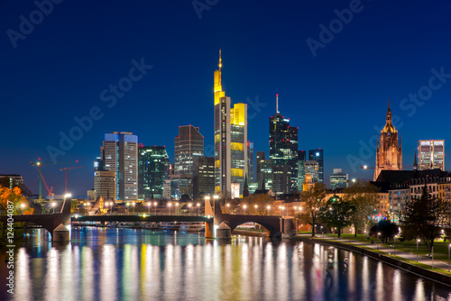 City of Frankfurt am Main skyline at night  Frankfurt  Germany.