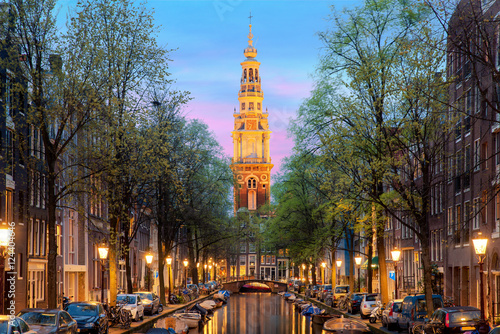 Amsterdam Zuiderkerk church tower at Amsterdam, Netherlands