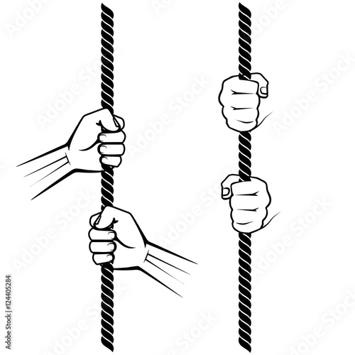 hand pulling a rope