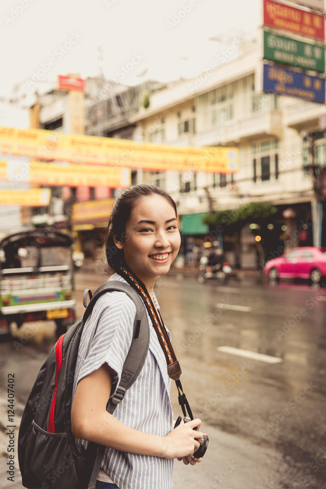Asian girl traveling