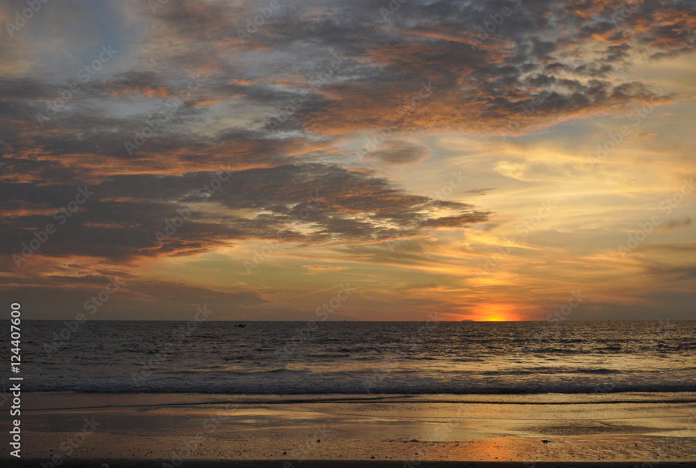 Sunset on the beach of Goa.India  