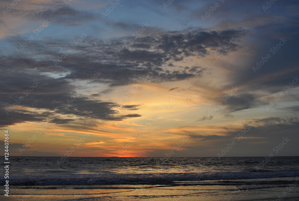 Sunset on the beach of Goa.India  