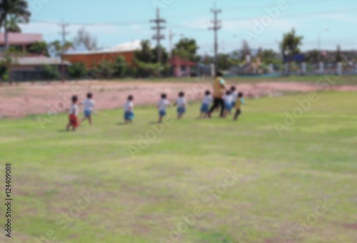 Student Kindergarten. Blur blurred student Kindergarten running