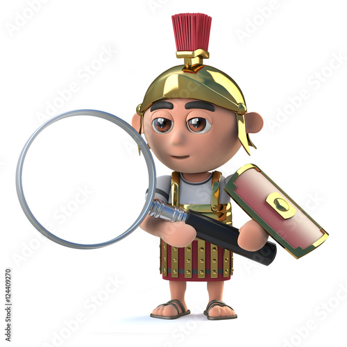 Obraz na plátně 3d Roman Centurion has a magnifying glass