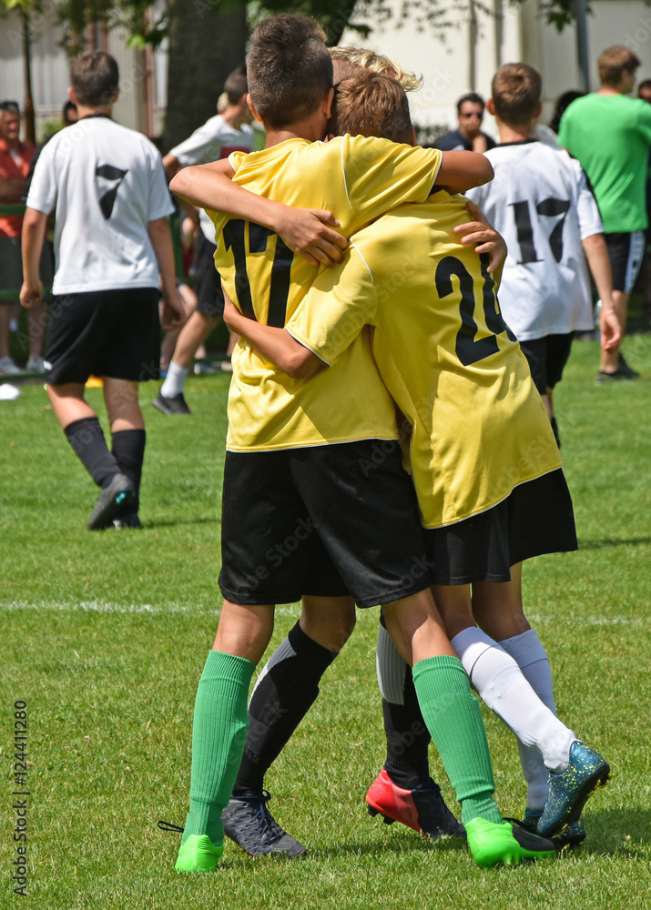 Young soccer players won the match Young soccer players won the match