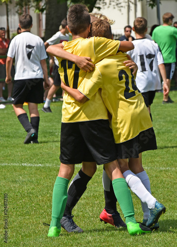 Young soccer players won the match