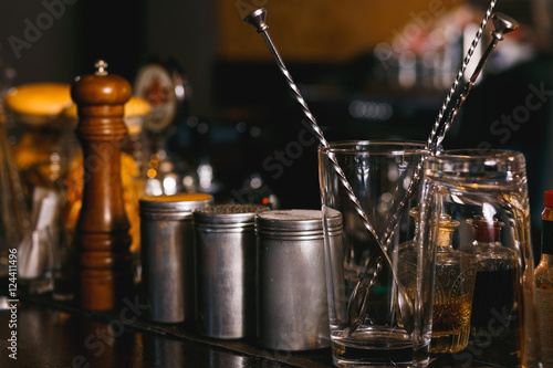 Bartender tools on bar