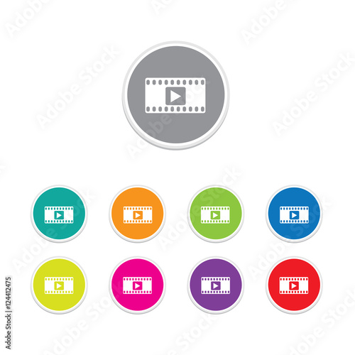 Vector - play video button. Round stickers. 