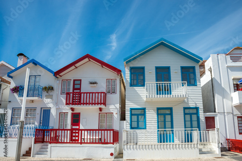 colorful houses in Costa Nova, Aveiro, Portugal