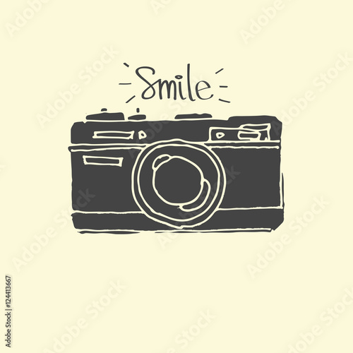 Photo Camera - hand-drawn doodles vector - vector illustration