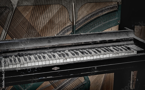 Dusty piano in Chernobyl