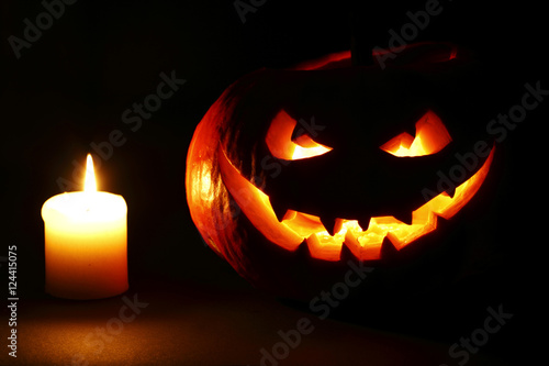 Halloween pumpkin and candle