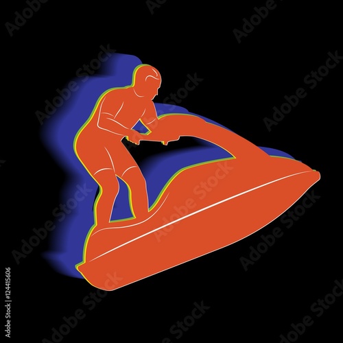 silhouette of jetski rider, vector draw