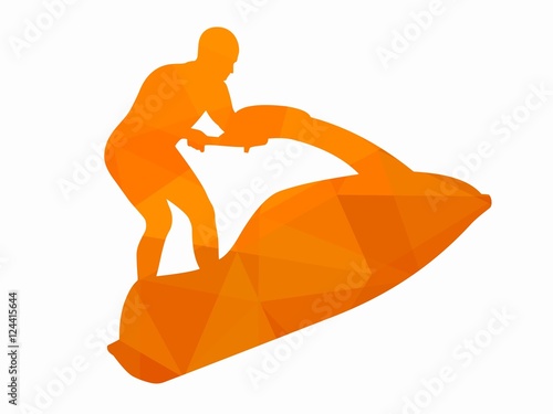 silhouette of jetski rider, vector draw