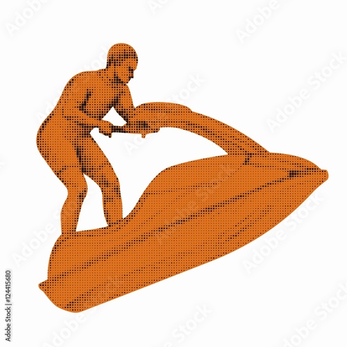 silhouette of jetski rider, vector draw
