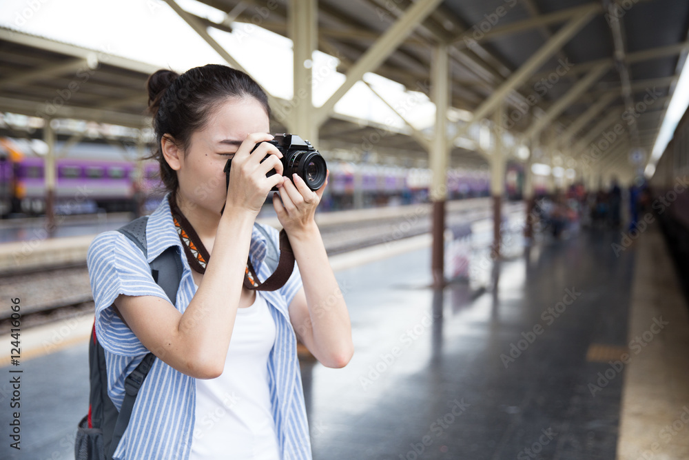 Asian girl taking picture