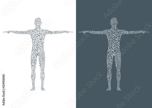 Structure molecule of man. Abstract model human body DNA . Medicine, science and technology. Scientific Vector for your design.