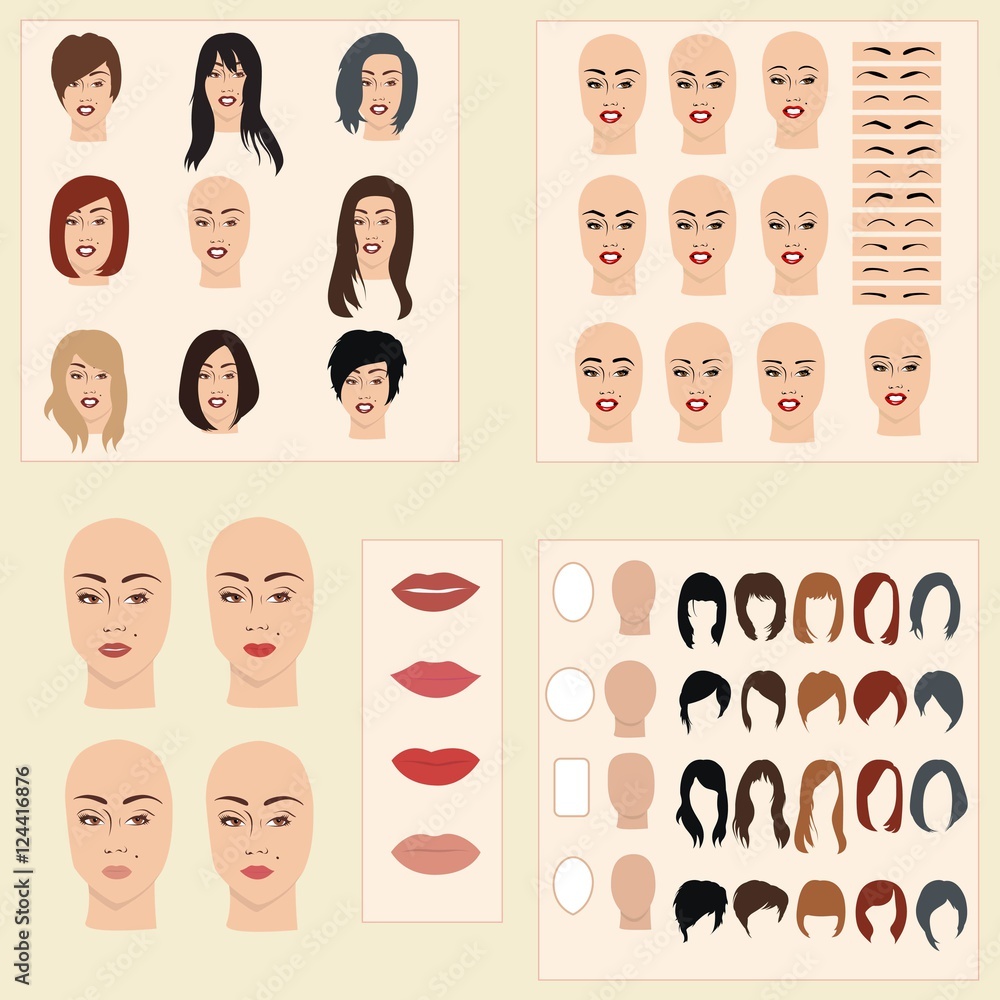 Obraz premium Collection of samples for changes in women's appearance