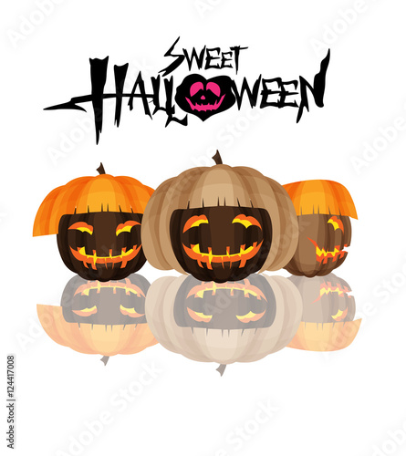 Halloween pumpkin witch on a white background.