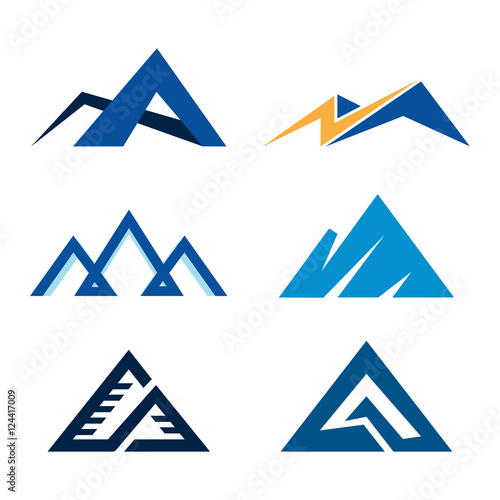 Simple Abstract Mountain Business Logo Symbol Set