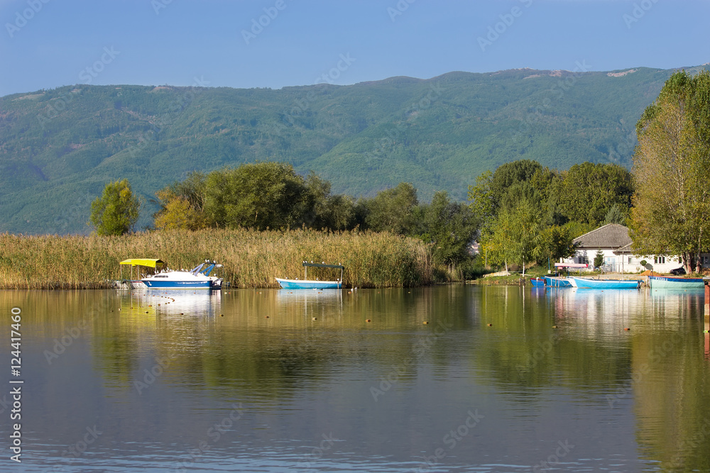 Boats on the Ohrid lake in Macedonia