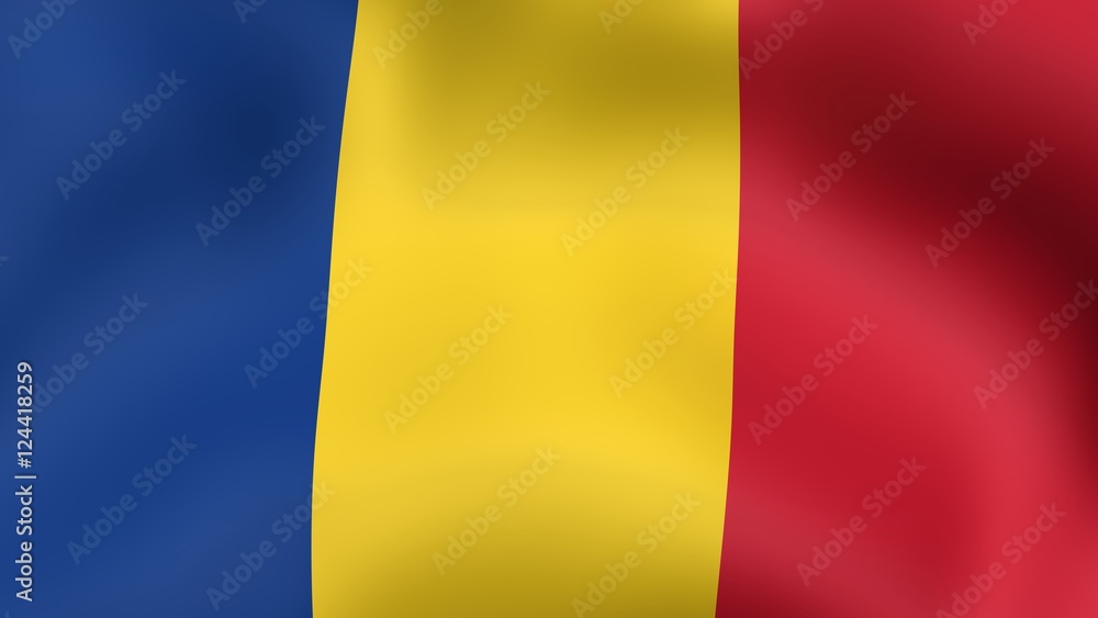 Fototapeta premium Flag of Romania, fluttering in the wind. 3D rendering.