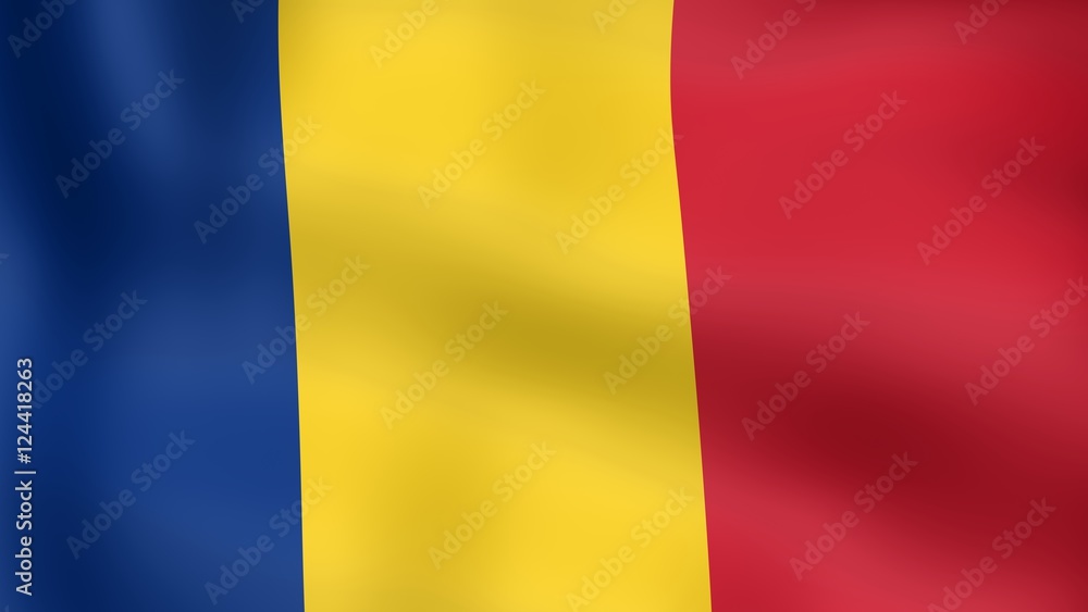 Fototapeta premium Flag of Romania, fluttering in the wind. 3D rendering.