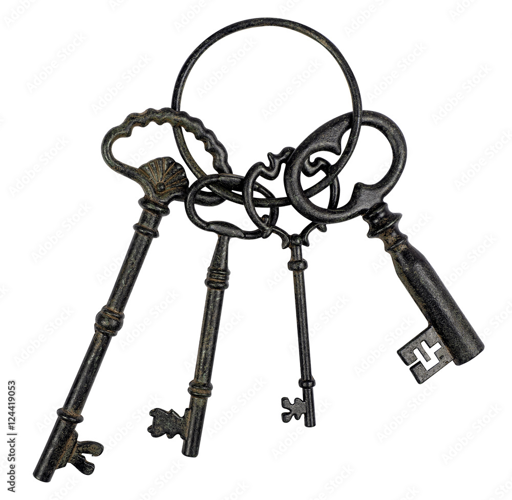 Bunch of old keys isolated on white background Bunch of old keys isolated on white background