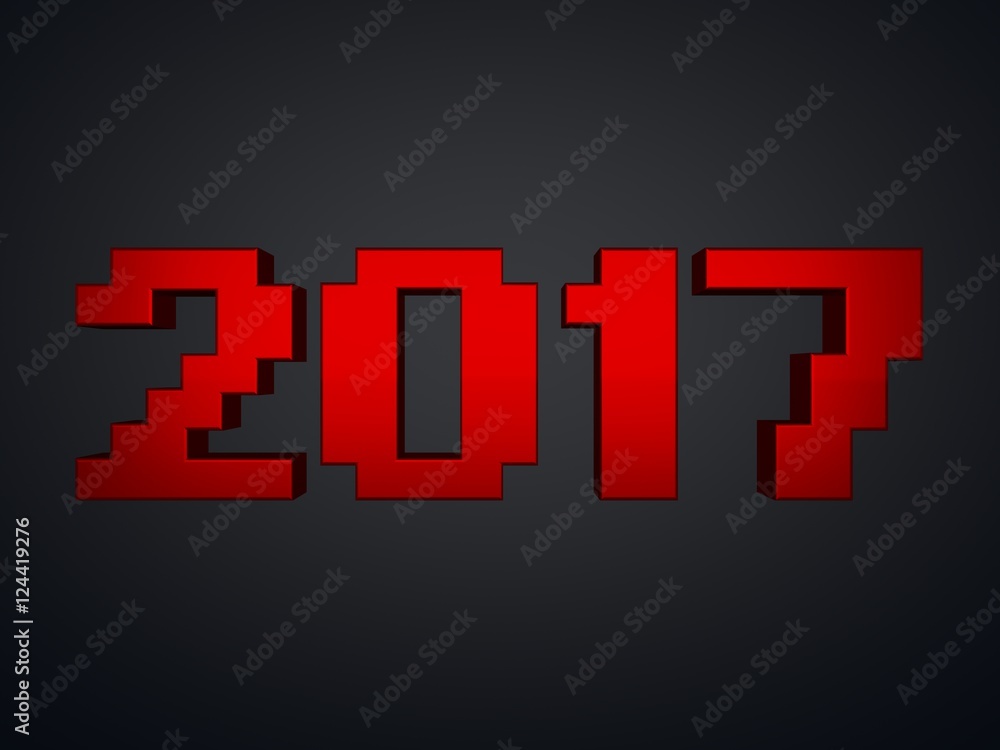 2017 happy new year pixel font