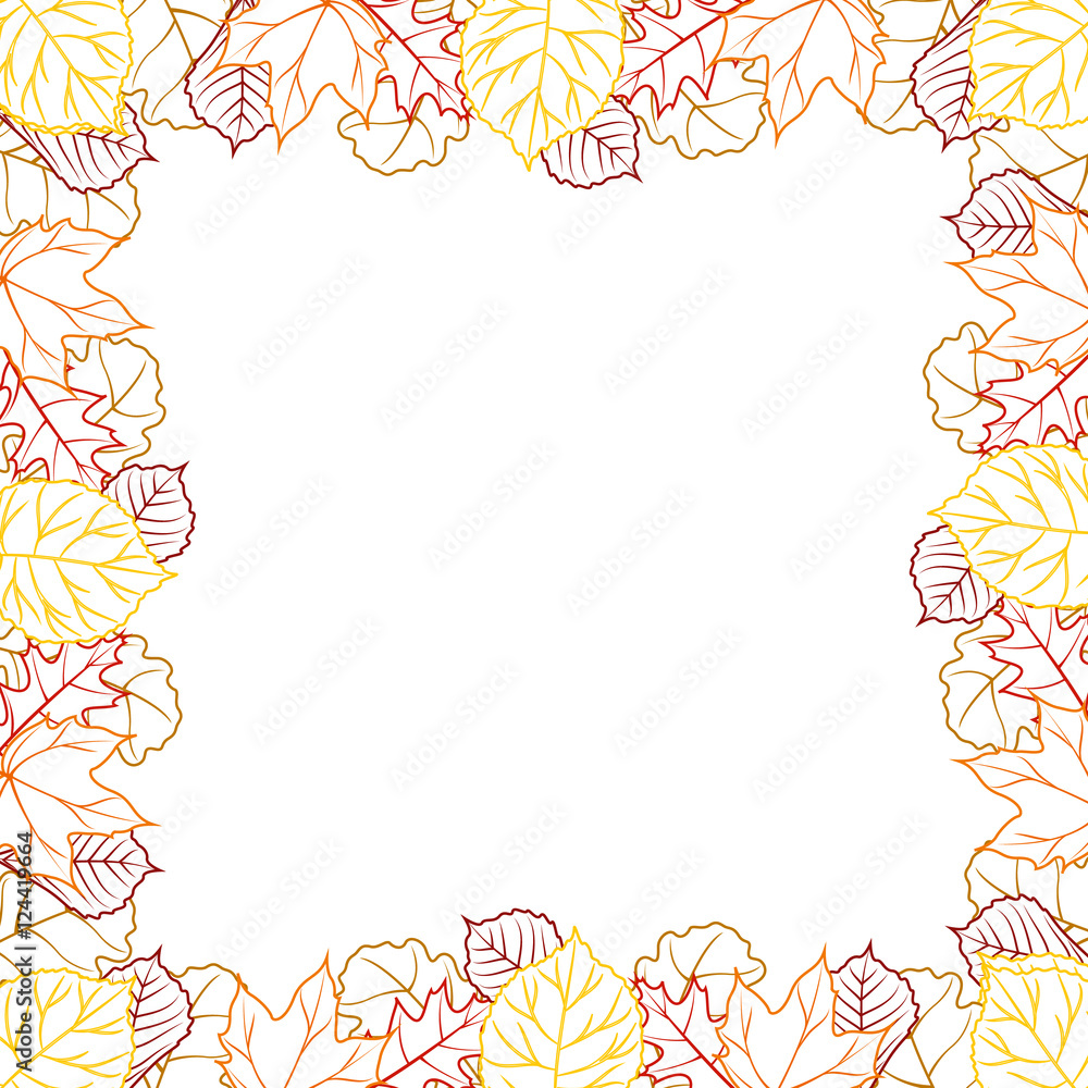 Vector background with hand drawn autumn leaves. Design elements foliage 