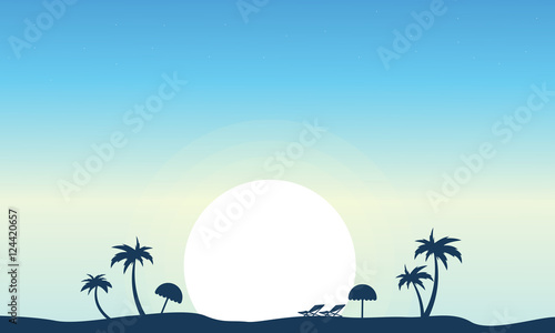 Vector art of beach landscape silhouette