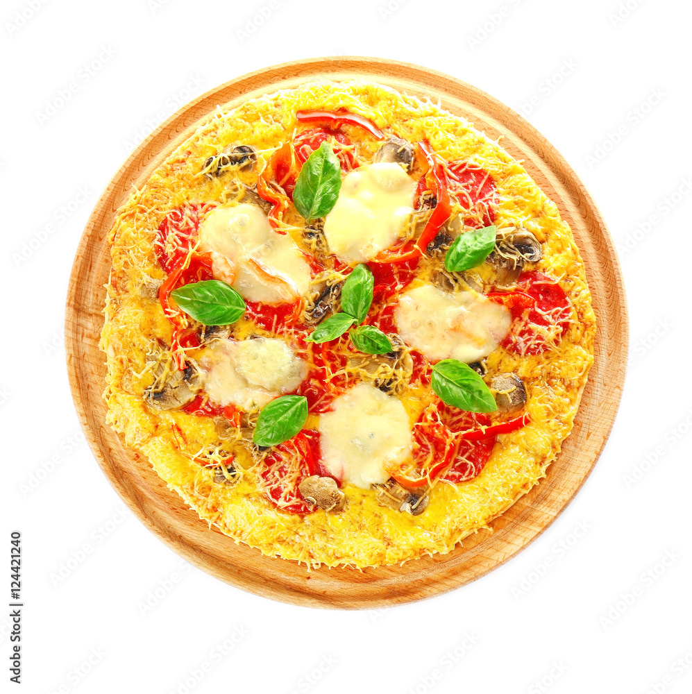 Tasty pizza on white background Tasty pizza on white background
