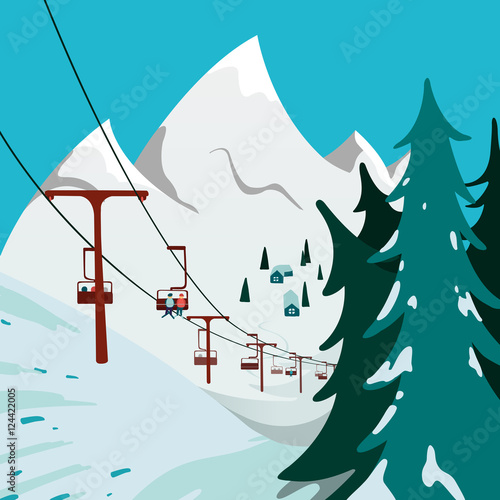 Ski Lift in the mountains