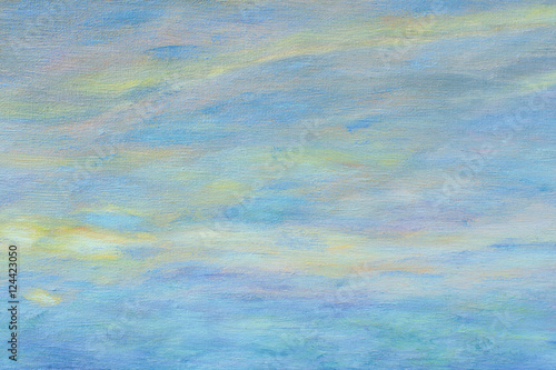 Abstract blue oil painting background with brush stokes on paint. Art concept.