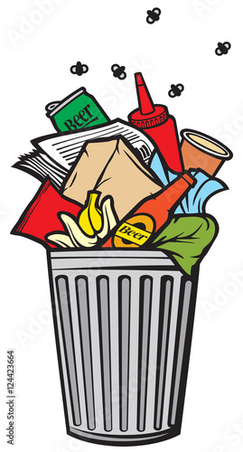 full rubbish bin (garbage can)