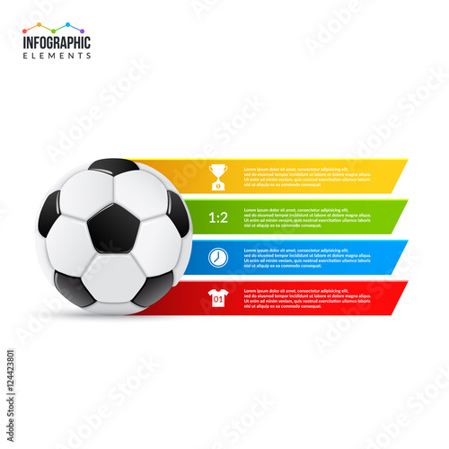 Soccer ball infographic elements. 4 options for your text. Eps10 vector.