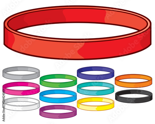set of colorful rubber bracelets (wristbands collection)