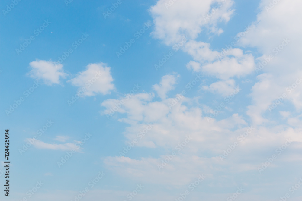 Sky with white clouds and bright sky background.