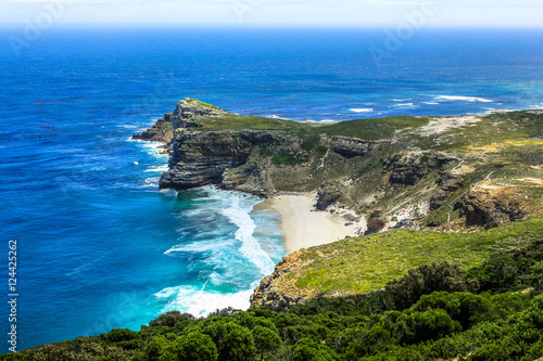 The Cape of Good Hope, South Africa, looking towards the west, from the coastal cliffs above Cape Point, overlooking Dias beach.