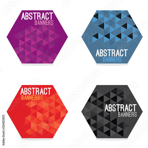 Set Of Four Hexagon Banners Vector Illustration