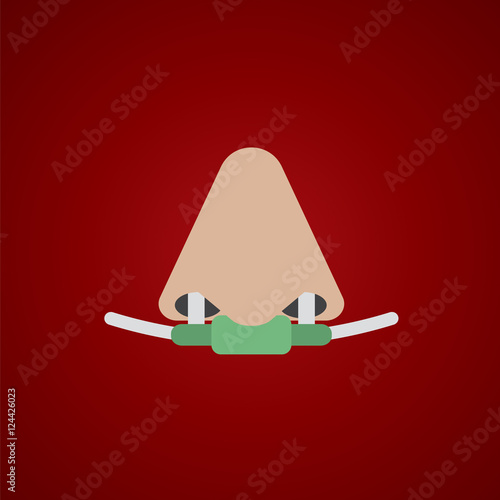 Respiratory Oxygen Nasal Catheter Vector Illustration